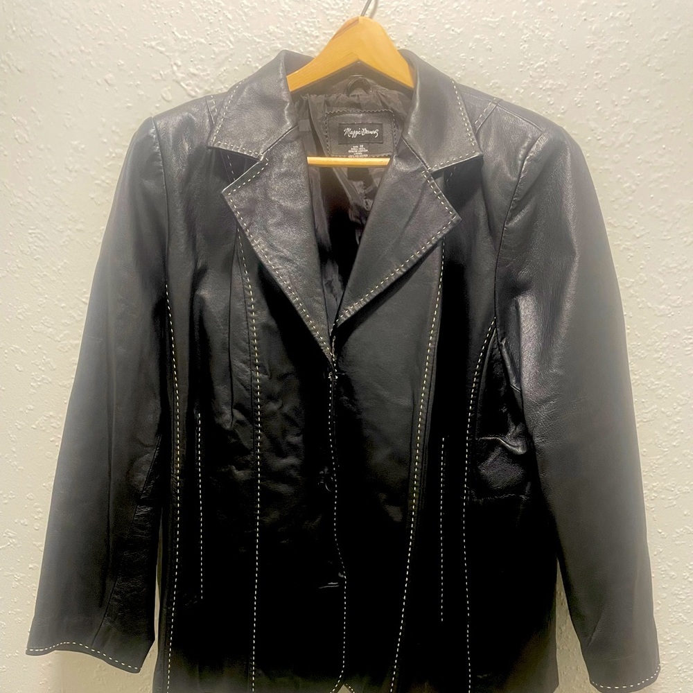 Maggie Barnes Genuine Leather BlkCoat sz.1X